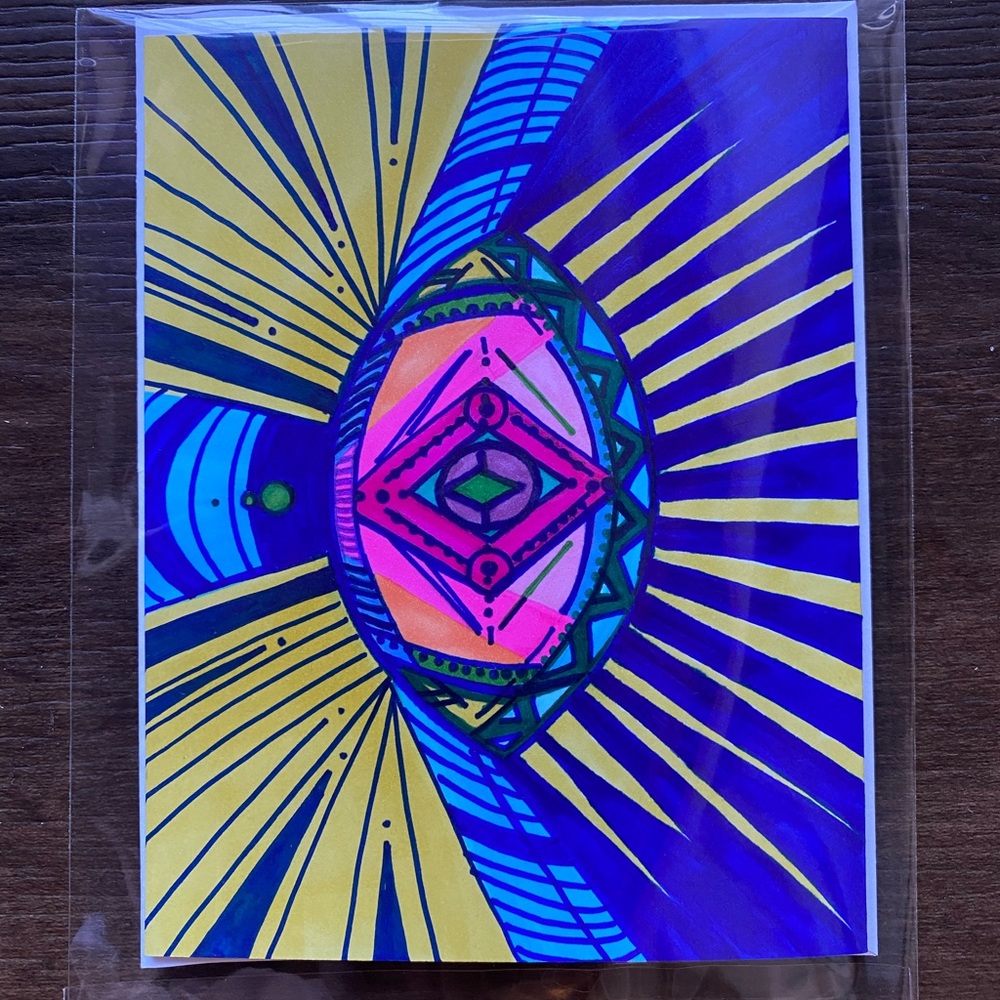 Handmade card with envelope and sticker